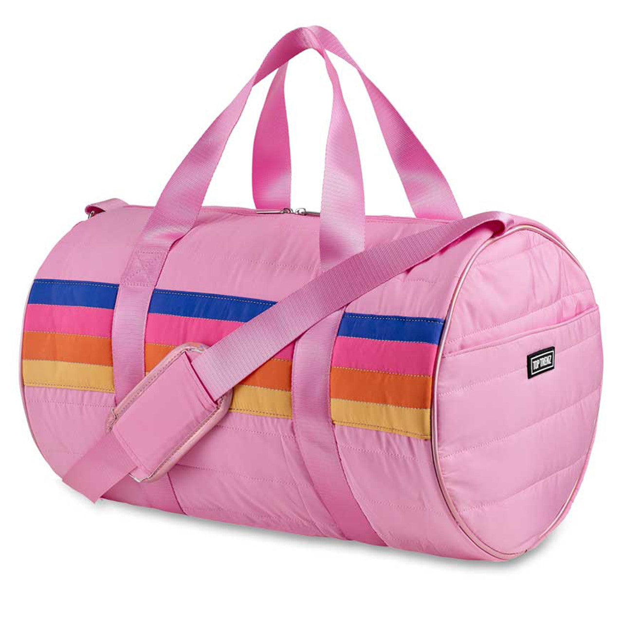 Puffer Duffle Bag With Retro Stripes